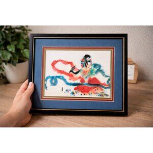 Wang Lan litho signed numbered Beijing Art framed chop mark figural Asian